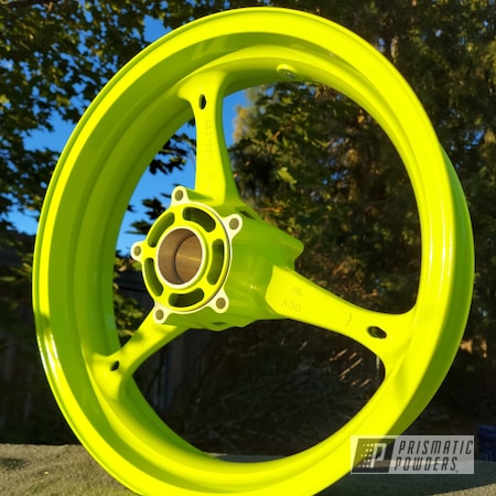Powder Coating: Wheels,Motorcycle Rims,Chartreuse Sherbert PSS-7068,Rims,Aluminum Rims,Motorcycle Wheels,Bike Wheels