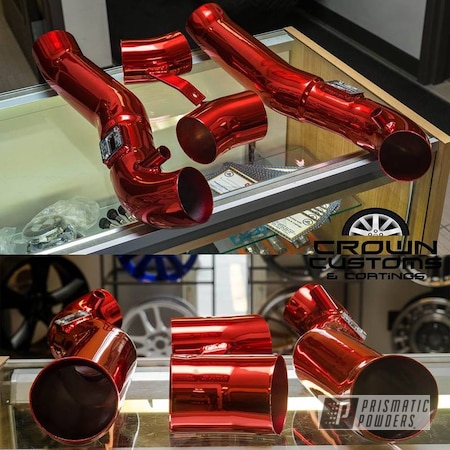 Powder Coating: Automotive,SUPER CHROME USS-4482,LOLLYPOP RED UPS-1506,Intake Pipe
