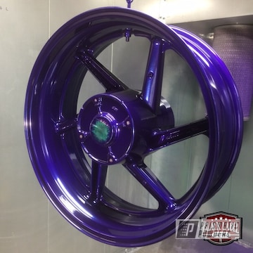 Honda Motorcycle Wheel Coated In Majestic Purple Over Super Chrome