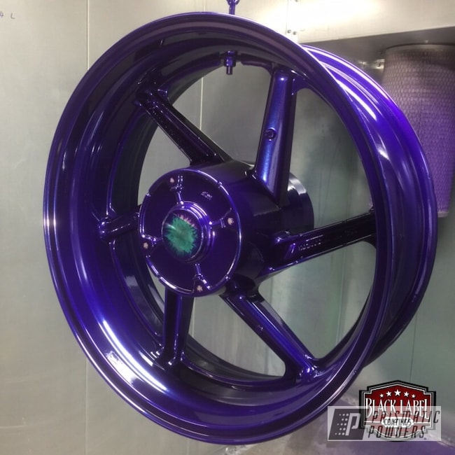 Honda Motorcycle Wheel Coated In Majestic Purple Over Super Chrome