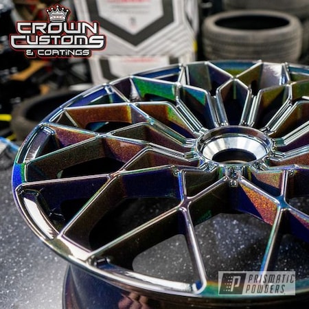 Powder Coating: Wheels,Rainbows,Clear Vision PPS-2974,Two Stage Application,Custom Wheels,Rims,Holographic,Color Shifting,Lamborghini,Prismatic Universe PMB-10367