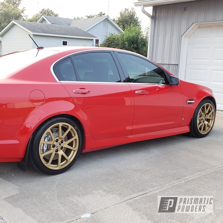 Powder Coating: Wheels,19" Wheels,Two Stage Application,Gold Wheels,19" Aluminum Rims,MINERS GOLD UMB-0888,Pontiac,Gold Rims,Aluminum Wheels,Alloy Wheels,CTS-V,Cadillac CTS-V,Rims,2 Stage Application,Gold,G8,Fog Clear PPB-4761