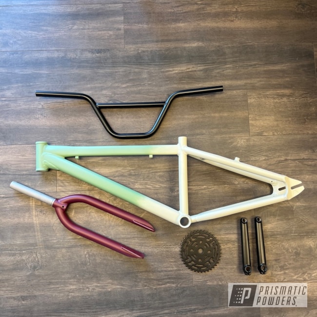 Powder Coated Bmx Bike In Uss-1522, Pps-4005 Ral 3005 Ral 6011 And Pss-4628