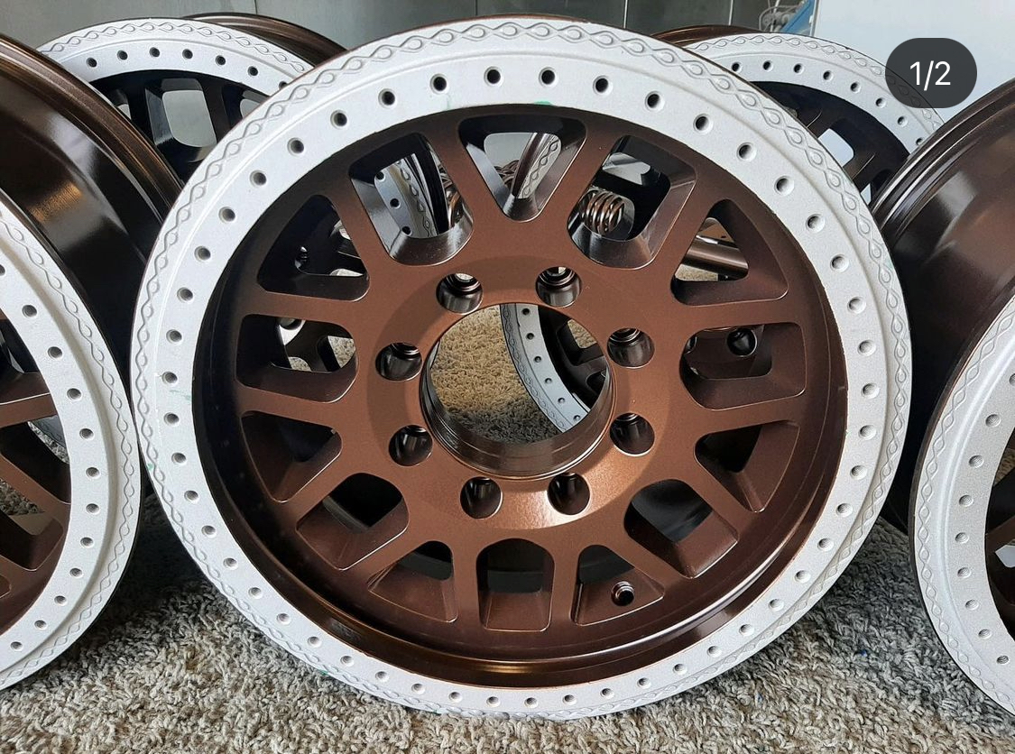 Wheels Coated with Burnt Rootbeer | Prismatic Powders