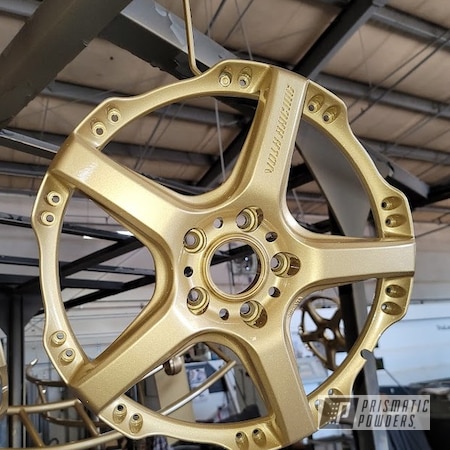 Powder Coating: Wheels,Rims,16" Wheels,KNIGHTS GOLD UPB-2856,2 stage,Spanish Gold EMS-0940