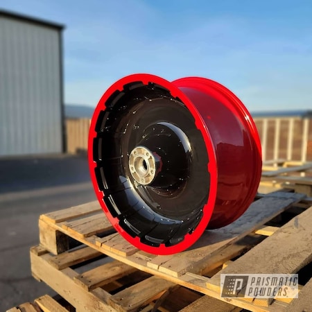 Powder Coating: Wheels,Clear Vision PPS-2974,3 Stage,Motorcycle Rims,2 Tone,Rims,Ink Black PSS-0106,Motorcycle Wheels,Very Red PSS-4971