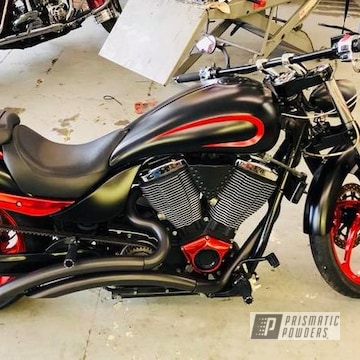 Victory Vegas Motorcycle Coated In Rancher Red And Ink Black