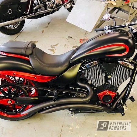Powder Coating: Ink Black PSS-0106,Motorcycles,Custom,Rancher Red PPB-6415,Red,GMC Victory Red WA9260