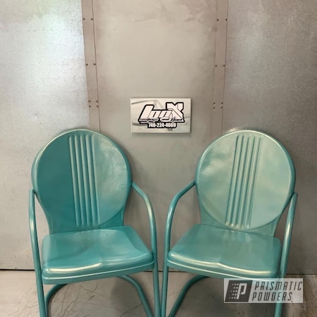 Powder Coating: Patio Chairs,Chairs,1 Stage,Turquoise/Gold PVB-2186,Outdoor Patio Furniture,Furniture