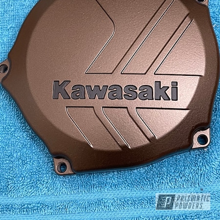 Powder Coating: Kawasaki,Flatter Black ESS-4441,Engine Cover,Dirt Bike,METALLIC BRONZE UMB-0336,Motorcycle Parts
