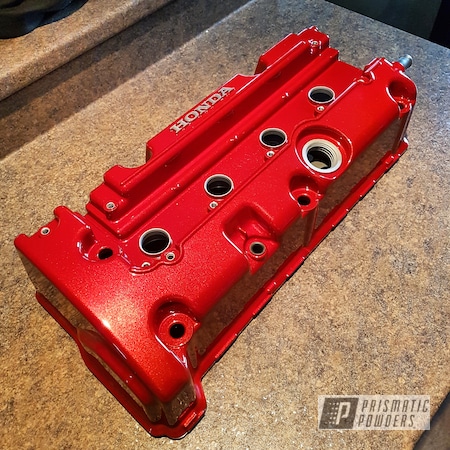 Powder Coating: Valve Cover,Clear Vision PPS-2974,Automotive,Illusion Red PMS-4515