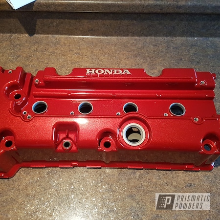 Powder Coating: Automotive,Clear Vision PPS-2974,Illusion Red PMS-4515,Valve Cover