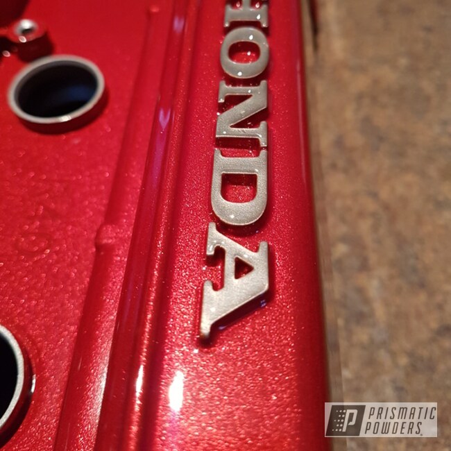 Custom Valve Cover Coated Using Illusion Red And Clear Vision