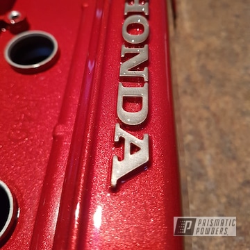 Custom Valve Cover Coated Using Illusion Red And Clear Vision