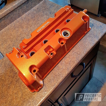 Powder Coating: Valve Cover,Clear Vision PPS-2974,Illusion Orange PMS-4620