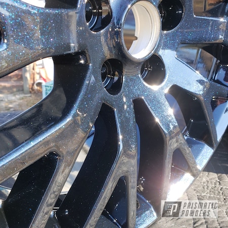 Powder Coating: Wheels,19" Wheels,Rims,GLOSS BLACK USS-2603,2 stage,Ford,Ultra Blue Sparkle PPB-5004,Mustang