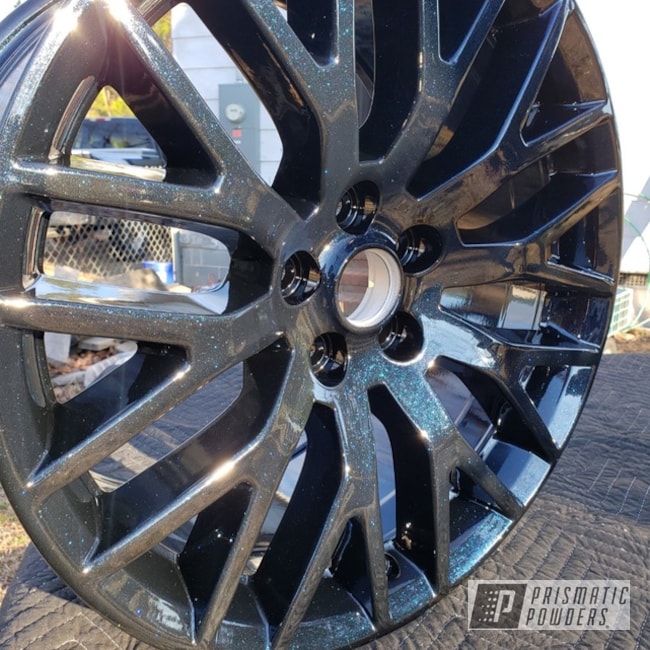 Powder Coated Ford Mustang Rims In Ppb-5004 And Uss-2603