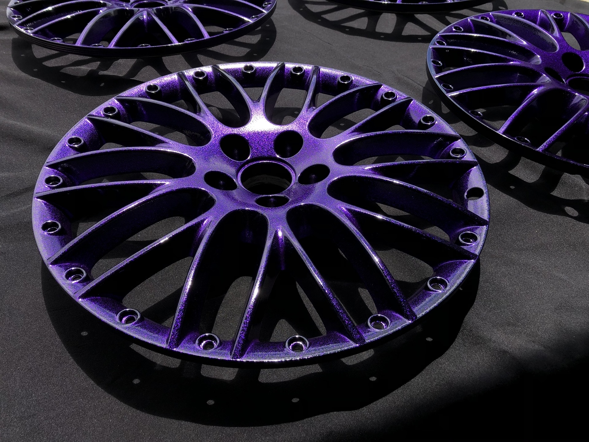 Custom Two Piece Wheels in Clear Vision, Ink Black and Disco Purple ...
