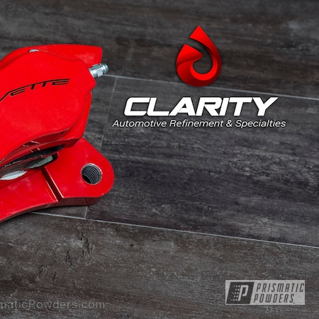Powder Coating: Corvette Calipers,Custom,Carlyle Racing Brakes,Clear Vision PPS-2974,Astatic Red PSS-1738,Automotive,Solid Tone,Clear Coat Used