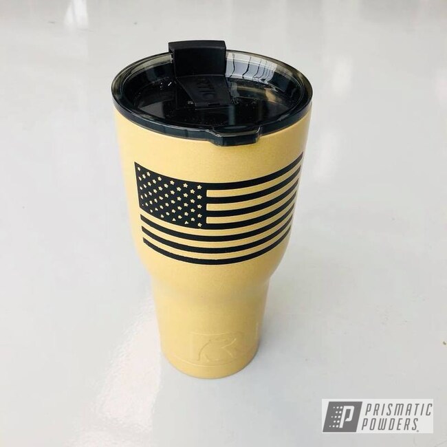 Custom Rtic Tumbler In Black Jack, Topped With Desert Leather