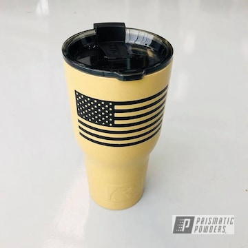 Custom Rtic Tumbler In Black Jack, Topped With Desert Leather