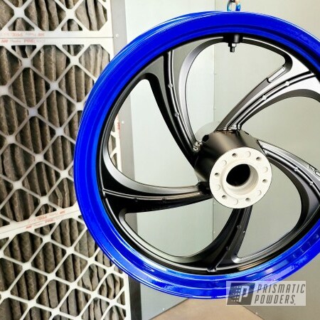 Powder Coating: Wheels,Clear Vision PPS-2974,Rims,Ink Black PSS-0106,Illusion Blueberry PMB-6908,Motorcycle Wheels,Victory