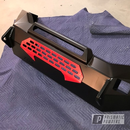 Powder Coating: Dodge,Red Wheel PSS-2694,BLACK JACK USS-1522,Automotive,Two Color Application,Dodge Bumpers,Two Tone