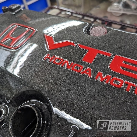 Powder Coating: Valve Cover,Honda Valve Cover,Valve Covers,3 Stage,Clear Vision PPS-2974,Astatic Red PSS-1738,Honda,Automotive,Midnight Charcoal PMB-8155