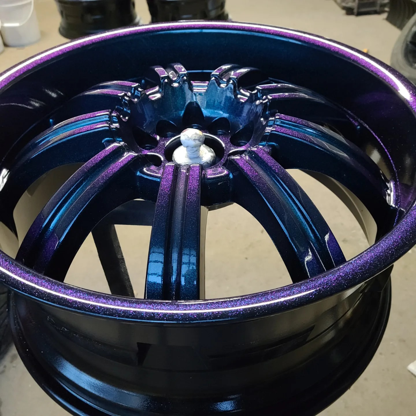 Wheels Coated with Gloss Black and Chameleon Sapphire Teal | Prismatic ...