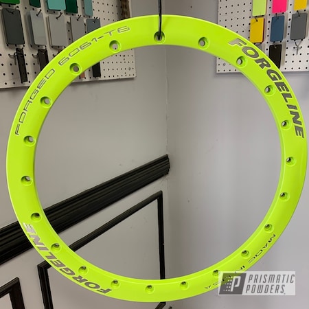 Powder Coating: Cobra,Bead Lock,Clear Vision PPS-2974,Ford Mustang,2 stage,Chartreuse Sherbert PSS-7068