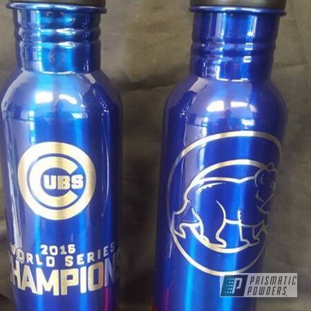 Powder Coating: Baseball Theme,Chicago Cubs Bottle Keeper,Miscellaneous,Custom 2 Coats,LOLLYPOP RED UPS-1506,Cheater Blue PPB-6815