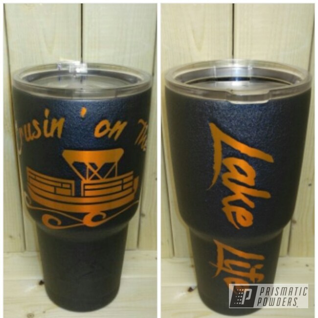 Custom Cup Coated In Desert Charcoal Wrinkle And Striker Orange