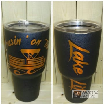 Custom Cup Coated In Desert Charcoal Wrinkle And Striker Orange