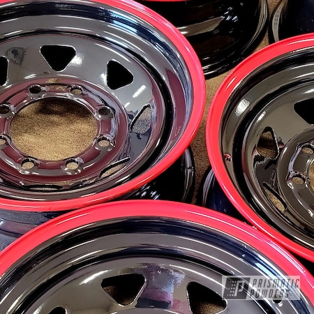 Powder Coating: Wheels,Trailer Rims,16" Steel Rims,Rims,Ink Black PSS-0106,16" Wheels,RAL 3002 Carmine Red,2 Tone Wheels