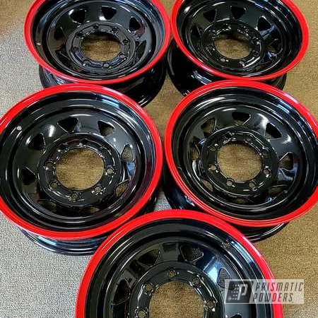 Powder Coating: Ink Black PSS-0106,16" Steel Rims,Rims,RAL 3002 Carmine Red,Trailer Rims,16" Wheels,2 Tone Wheels,Wheels