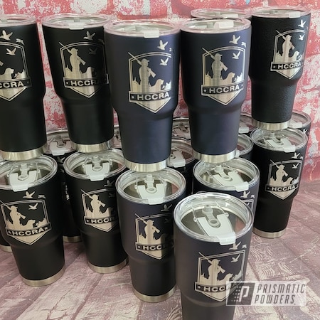Powder Coating: Tumbler,Drinkware,Splatter Black PWS-4344,Stainless Tumbler,BLACK JACK USS-1522,Bluebelly PMB-10350,Stainless Steel Drinkware