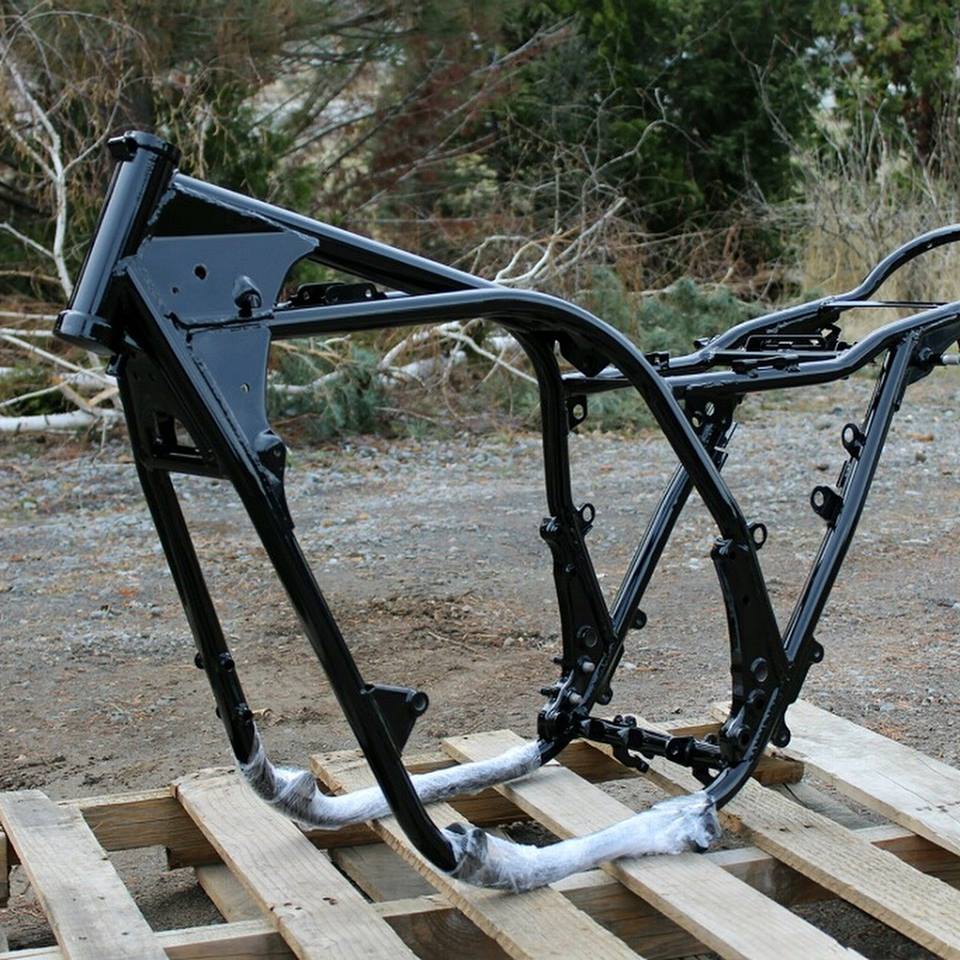 Powder Coated Motorcycle Frame in Gloss Black | Gallery Project ...