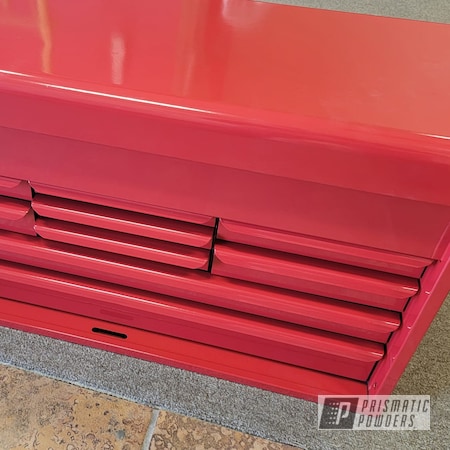 Powder Coating: Snap-On Toolbox,RAL 3002 Carmine Red,tool box
