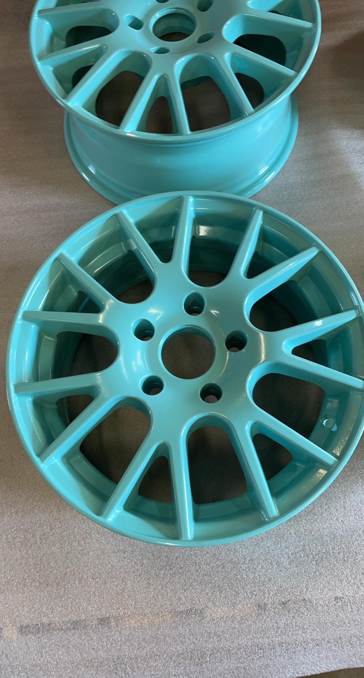 Rims Finished with Sea Foam Green | Prismatic Powders