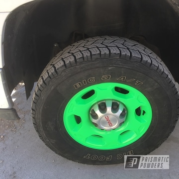 Truck Wheels Coated In Neon Green