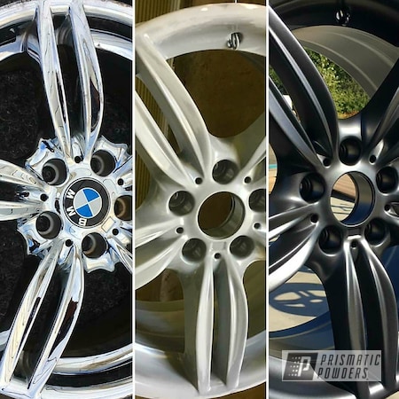 Powder Coating: Evo Grey PMB-5969,rockin rims,Applied Plastic Coatings,BMW Wheels,BMW,Primer,Before and After