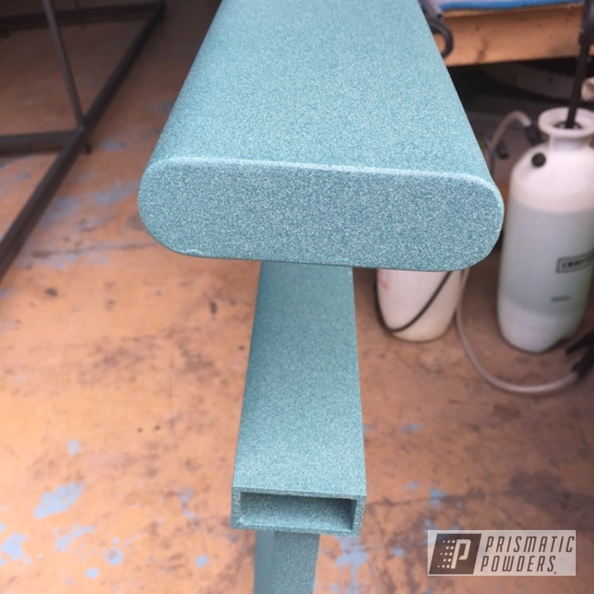 Commercial Railing Coated In Surf Green
