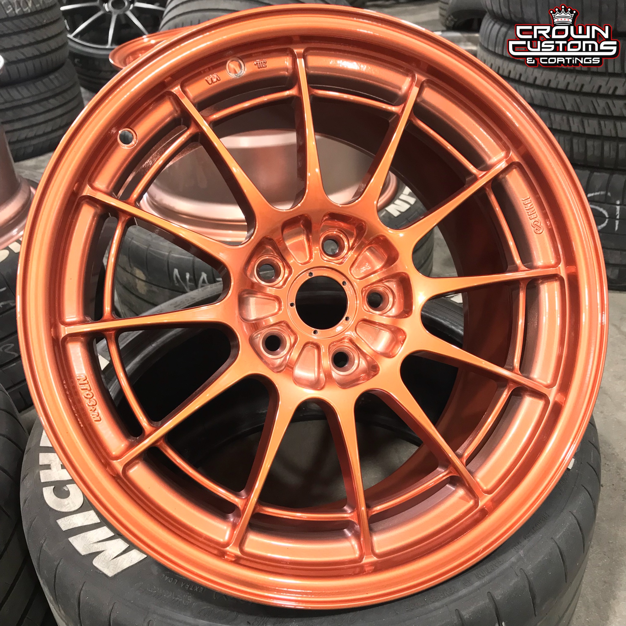 Enkei NT03+M Wheels done in Illusion Rose Gold with Clear Vision Top ...