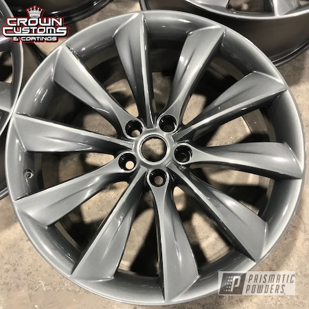 Powder Coating: Tesla Wheels,Evo Grey PMB-5969,Clear Vision PPS-2974,Tesla Wheel,Automotive,Wheels
