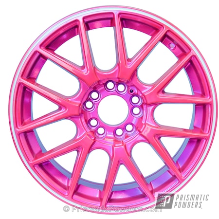 Powder Coating: Wheels,Automotive,Clear Vision PPS-2974,Custom Wheel,SUPER CHROME USS-4482,chrome,Three Powder Application,Pink Panther Wheel,Clear Coat Applied,Corkey Pink PPS-5875