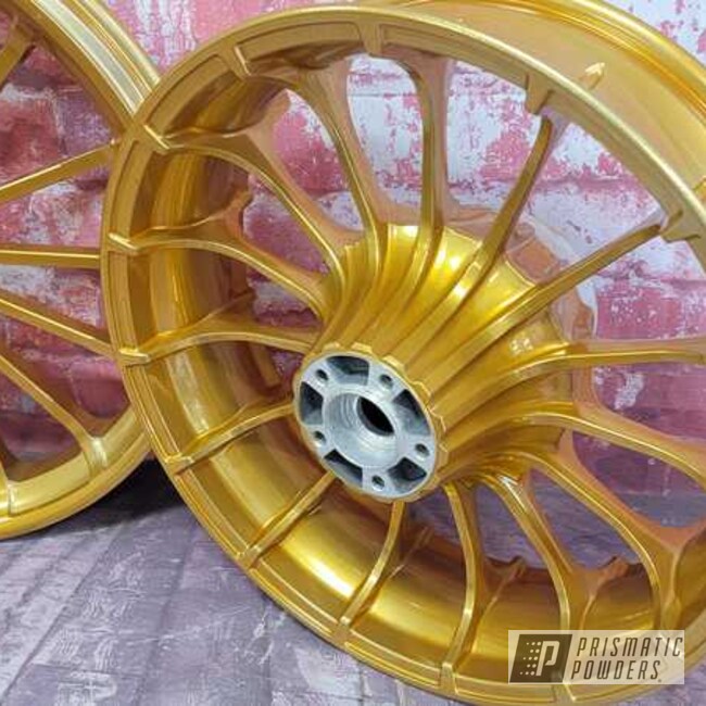 Powder Coated Candy Gold And Super Chrome Plus Harley Rims