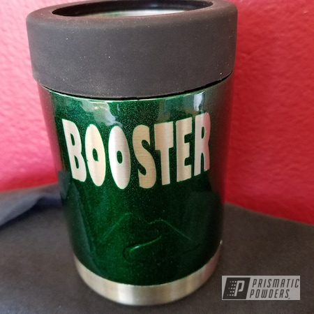 Powder Coating: Custom Drinkware,Can Koozie,Two Stage Application,Clear Vision PPS-2974,Custom Cup,Illusion Green PMS-4516