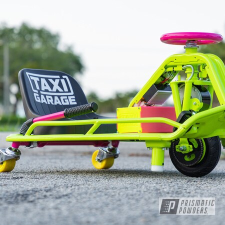 Powder Coating: Drift Cart,Chartreuse Sherbert PSS-7068,Passion Pink PSS-4679,Taxi Garage Crazy Cart,Taxi Garage,Crazy Cart,Drift,Cart,Go Cart