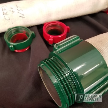 Fire Hydrant Connectors Coated In Ral 6005 A Classic Moss Green And Ral 3002 A Classic Carmine Red