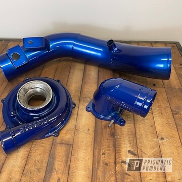 Powder Coated Clear Vision, Cheater Blue And Polished Aluminum Turbo Housing And Intake Pipes